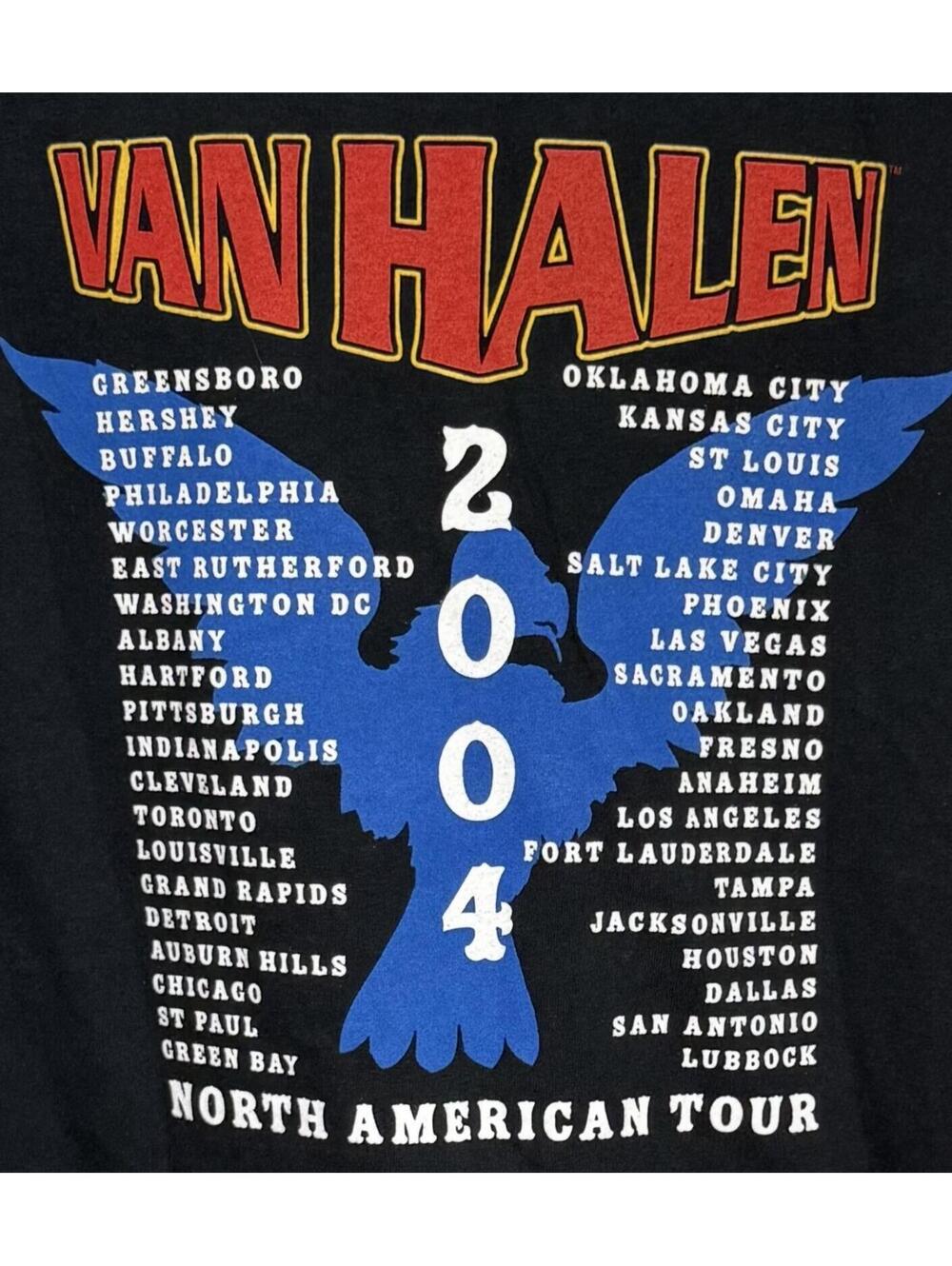 Van Halen XL 2004 North American Tour Black Graphic Cotton Anvil Official Tshirt